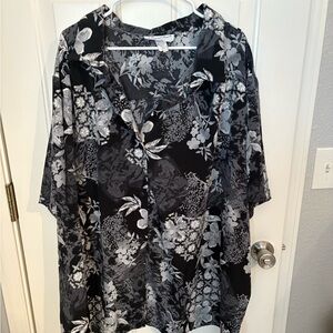 Floral Black and Gray Women's Blouse